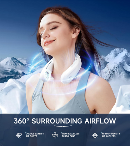 ❄️ BVJ Neck Fan with Dual Cooling Technology | Hands-Free 360° Airflow • 8H Battery • Perfect for Hot Summer Days & Outdoors