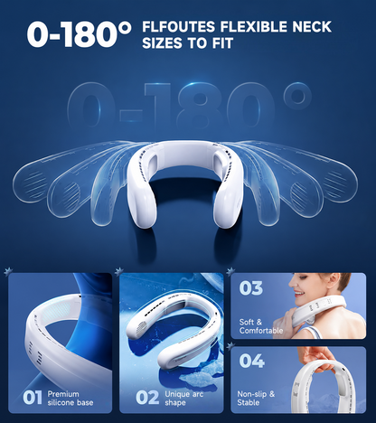 ❄️ BVJ Neck Fan with Dual Cooling Technology | Hands-Free 360° Airflow • 8H Battery • Perfect for Hot Summer Days & Outdoors