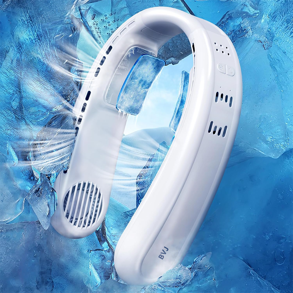 ❄️ BVJ Neck Fan with Dual Cooling Technology | Hands-Free 360° Airflow • 8H Battery • Perfect for Hot Summer Days & Outdoors