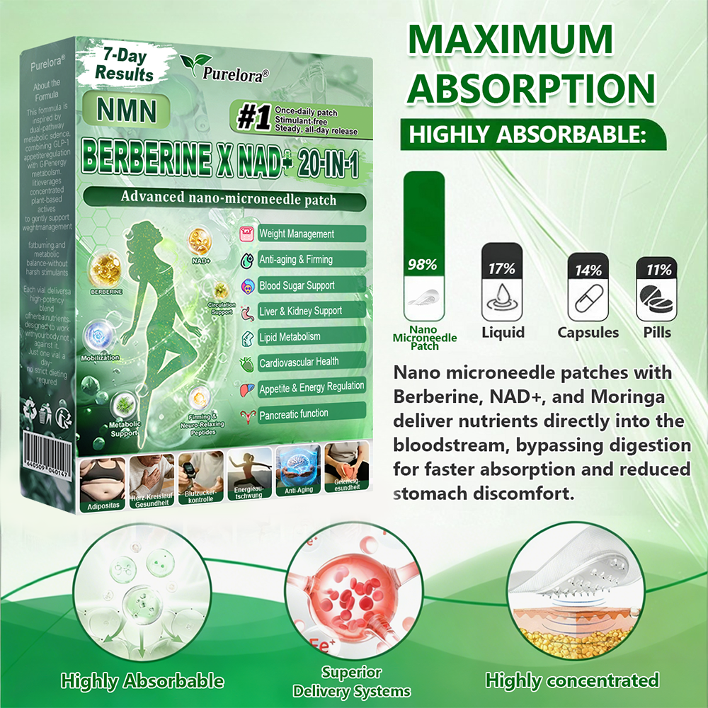🏥 New Arrival |  𝐏𝐮𝐫𝐞𝐥𝐨𝐫𝐚® 𝐍𝐌𝐍 𝐁𝐄𝐑𝐁𝐄𝐑𝐈𝐍𝐄 𝐱 𝐍𝐀𝐃 𝟐𝟎-𝐢𝐧-𝟏 𝐀𝐝𝐯𝐚𝐧𝐜𝐞𝐝 𝐍𝐚𝐧𝐨 𝐌𝐢𝐜𝐫𝐨𝐧𝐞𝐞𝐝𝐥𝐞 𝐏𝐚𝐭𝐜𝐡  (Just once daily, visible changes in 7 days) ✅ Supports weight management, loose skin, diabetes care, sleep apnea, joint comfort, and more2