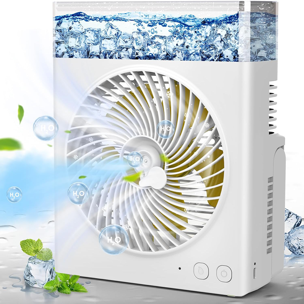 ❄️ BVJ Portable Misting Fan with 600ml Water Tank | Up to 30H Battery Life • USB Rechargeable • Quiet & Compact | Perfect for Home, Office, Camping & Travel