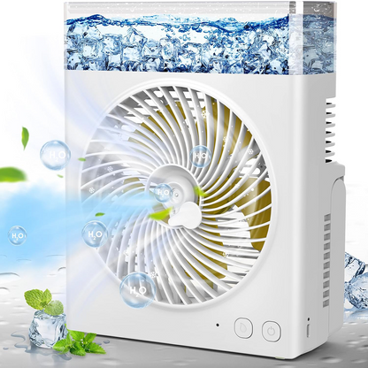 ❄️ BVJ Portable Misting Fan with 600ml Water Tank | Up to 30H Battery Life • USB Rechargeable • Quiet & Compact | Perfect for Home, Office, Camping & Travel