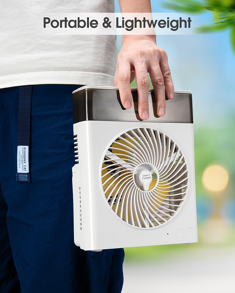 ❄️ BVJ Portable Misting Fan with 600ml Water Tank | Up to 30H Battery Life • USB Rechargeable • Quiet & Compact | Perfect for Home, Office, Camping & Travel