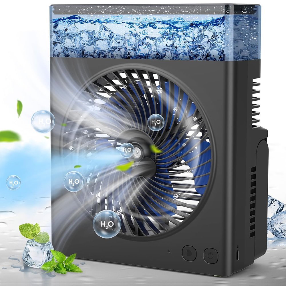❄️ BVJ Portable Misting Fan with 600ml Water Tank | Up to 30H Battery Life • USB Rechargeable • Quiet & Compact | Perfect for Home, Office, Camping & Travel