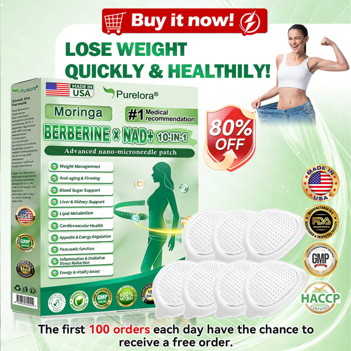 💖Online Pharmacy | Purelora® Moringa Berberine × NAD⁺ 10-in-1 Nano Microneedle Patch (Just once daily, visible changes in 7 days) ✅ Supports weight management, loose skin, diabetes care, sleep apnea, joint comfort, and more